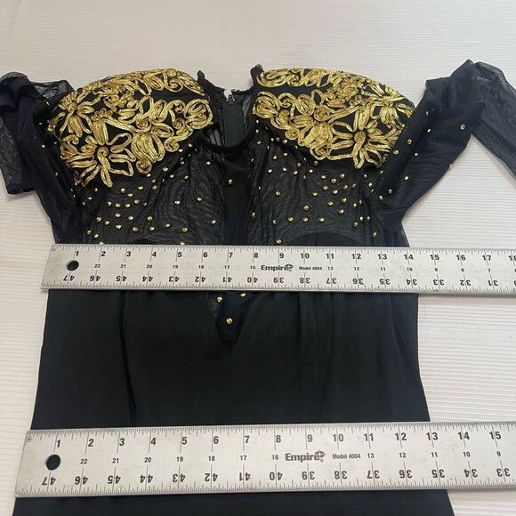 Tadashi VTG Black Gold 90s Dress Size 6 - Picture 4 of 8